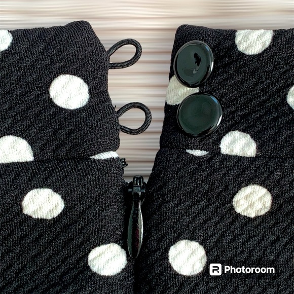 NINE WEST Women’s Black/White Polka Dot Dress Crew Neck Knee Length Flare SIZE 6 - Picture 7 of 15